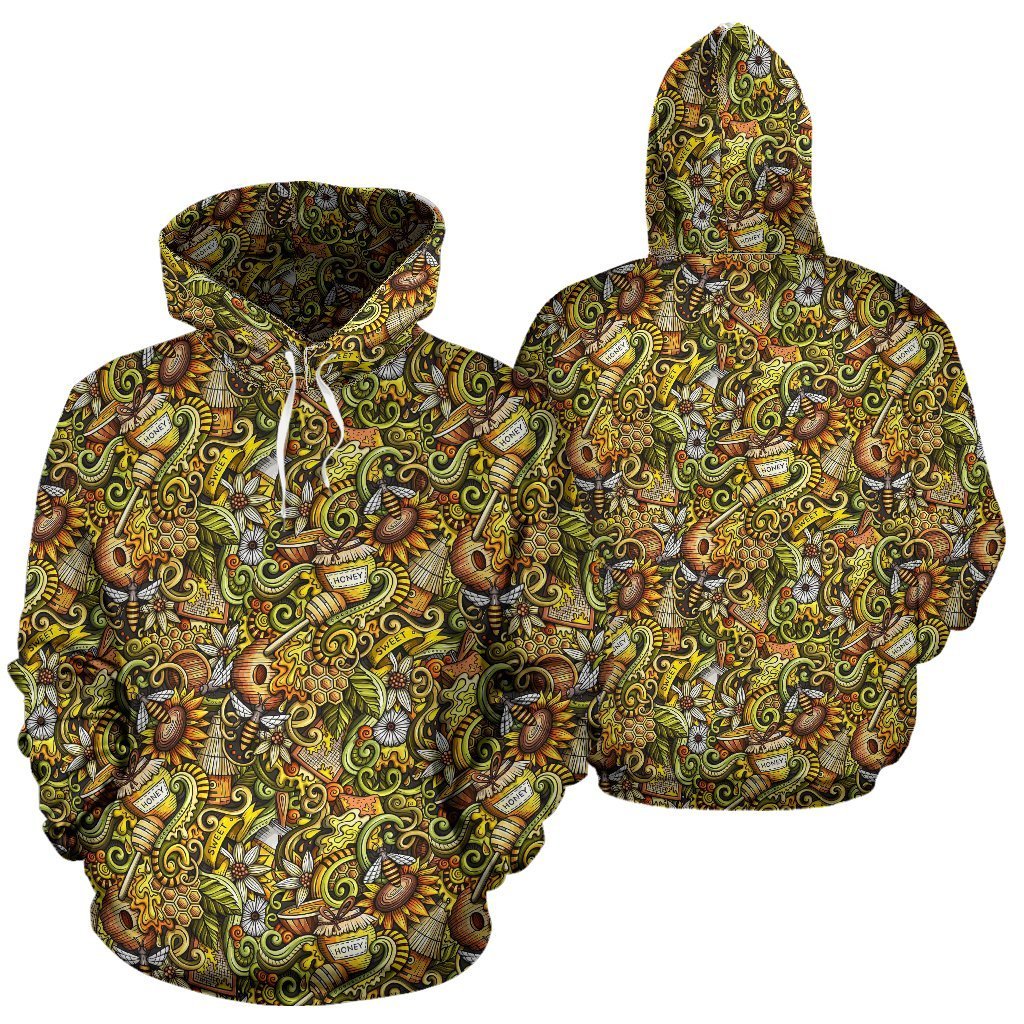 Honey Bee Psychedelic Gifts Pattern Print Women Men Pullover Hoodie-grizzshop