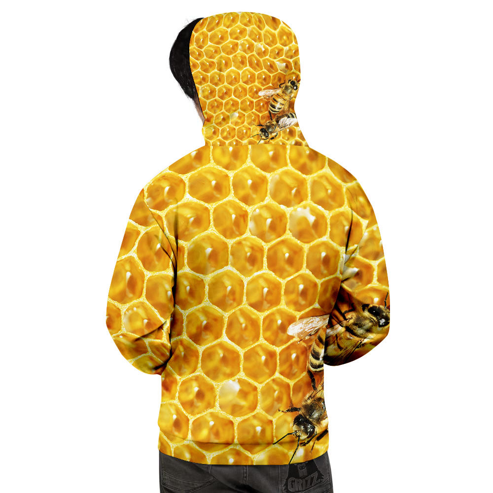 Honeycomb And Bees Print Men's Hoodie-grizzshop