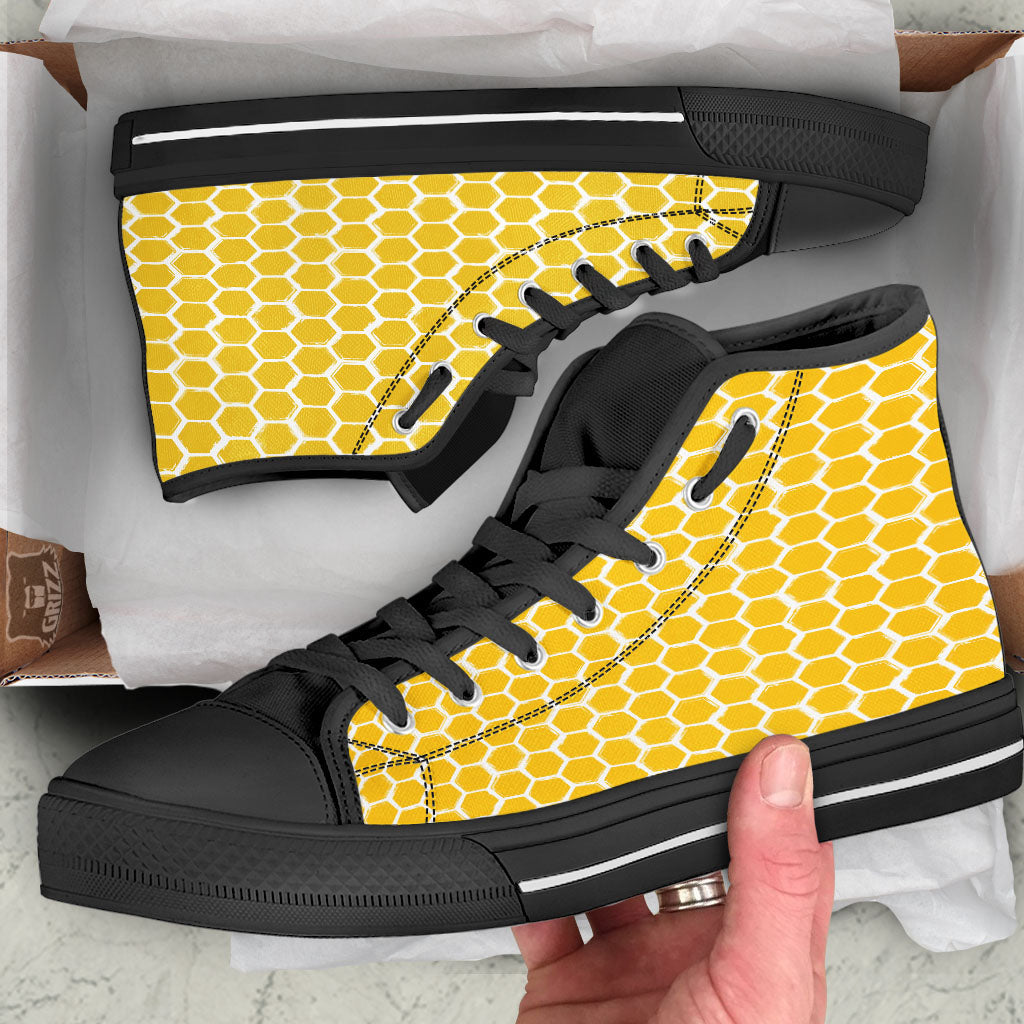 Honeycomb Print Pattern High Top Shoes-grizzshop
