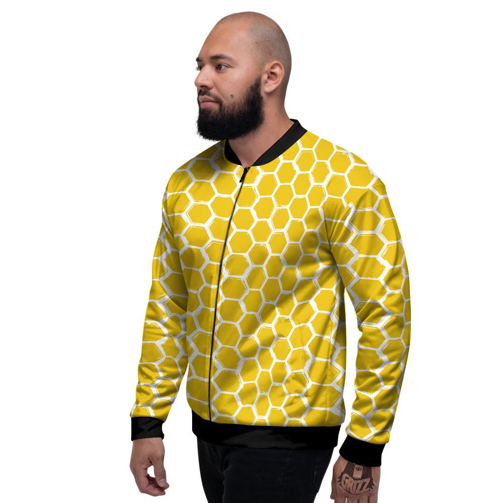 Honeycomb Print Pattern Men's Bomber Jacket-grizzshop