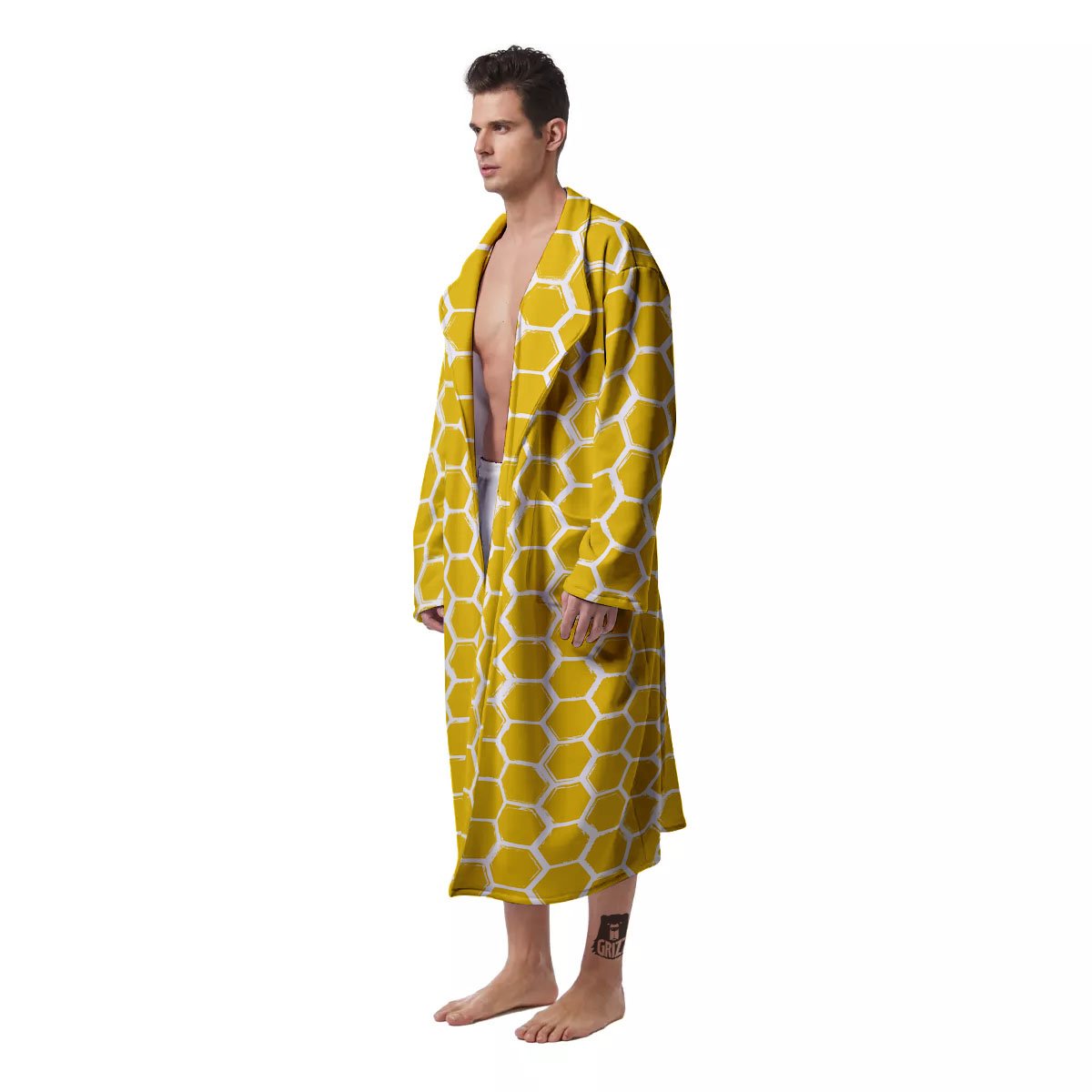Honeycomb Print Pattern Men's Robe-grizzshop