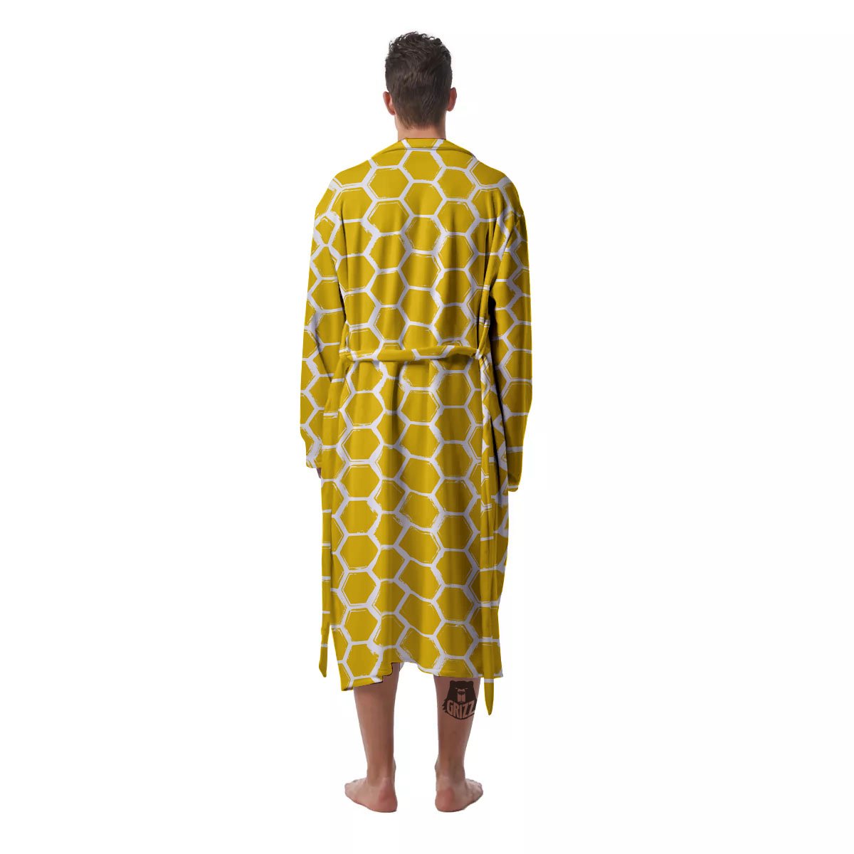 Honeycomb Print Pattern Men's Robe-grizzshop