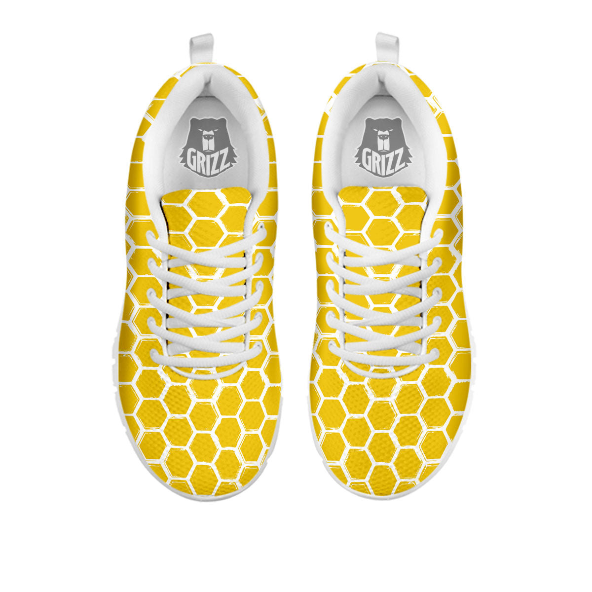 Honeycomb Print Pattern White Sneaker-grizzshop