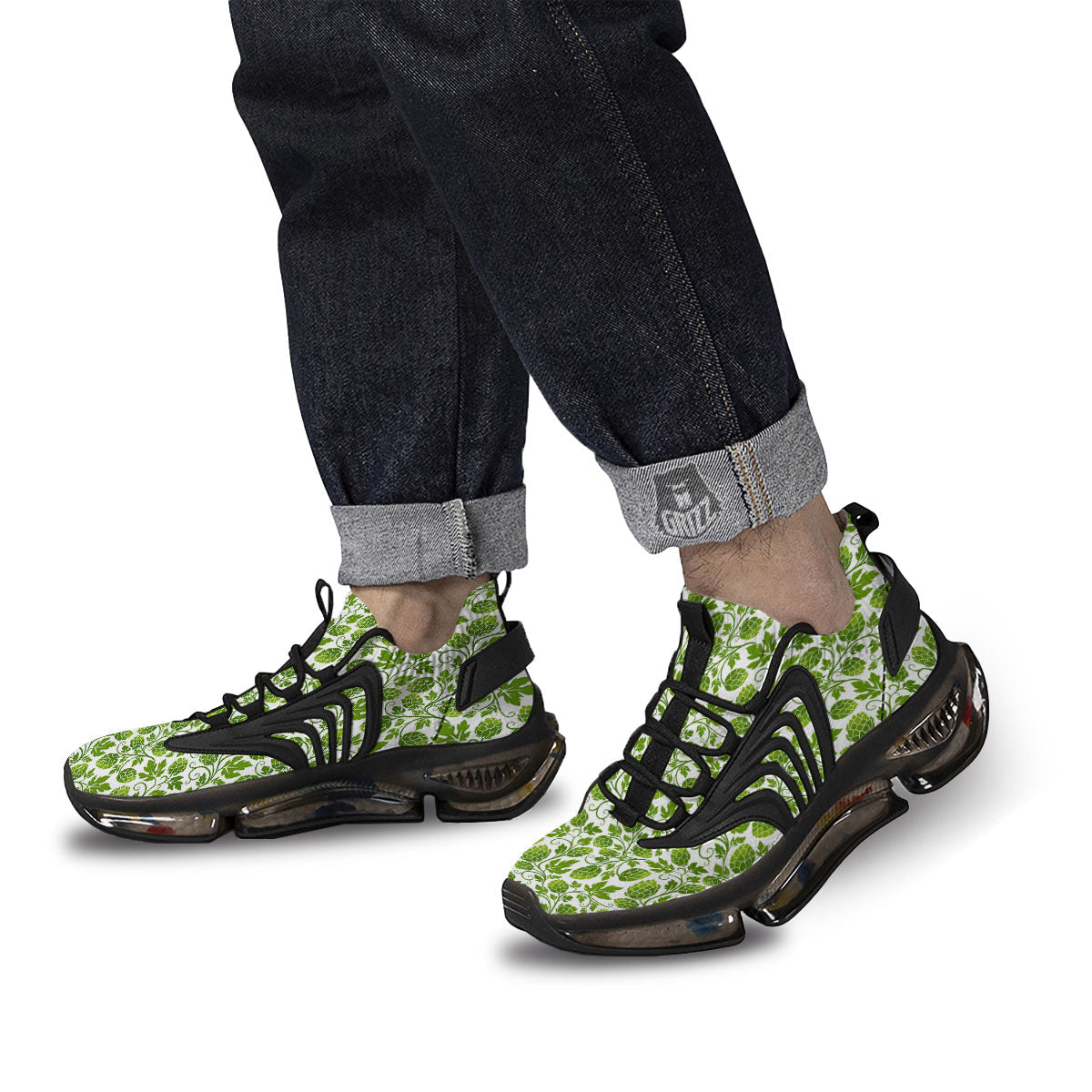 Hop Cone Cartoon Print Pattern Black Gym Shoes-grizzshop