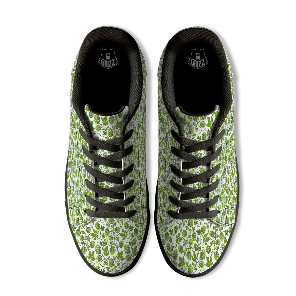 Hop Cone Cartoon Print Pattern Black Low Top Sneakers-grizzshop