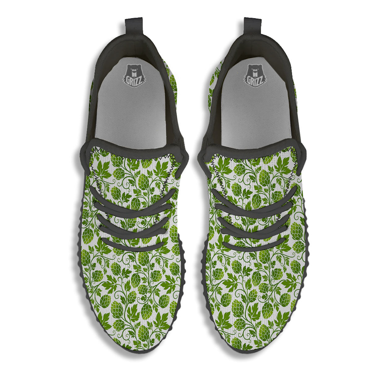 Hop Cone Cartoon Print Pattern Black Walking Shoes-grizzshop