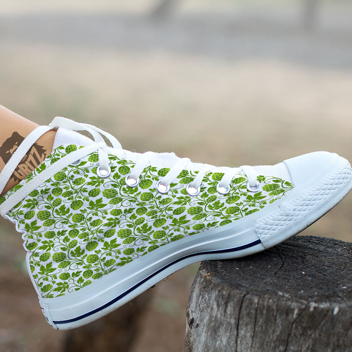 Hop Cone Cartoon Print Pattern White High Top Shoes-grizzshop