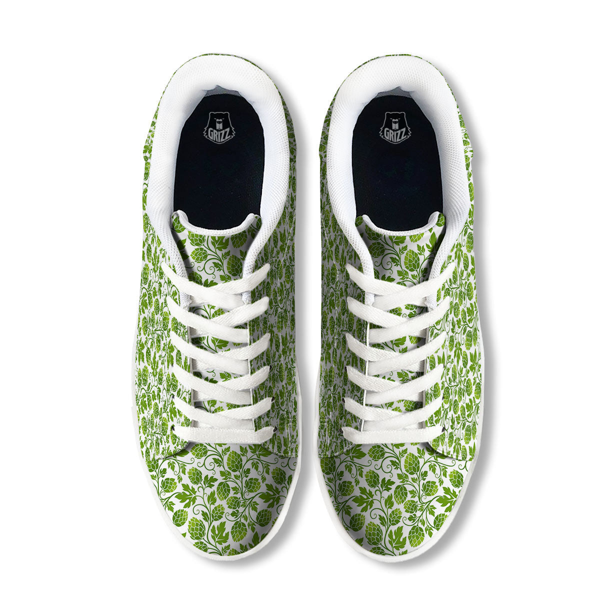 Hop Cone Cartoon Print Pattern White Low Top Sneakers-grizzshop