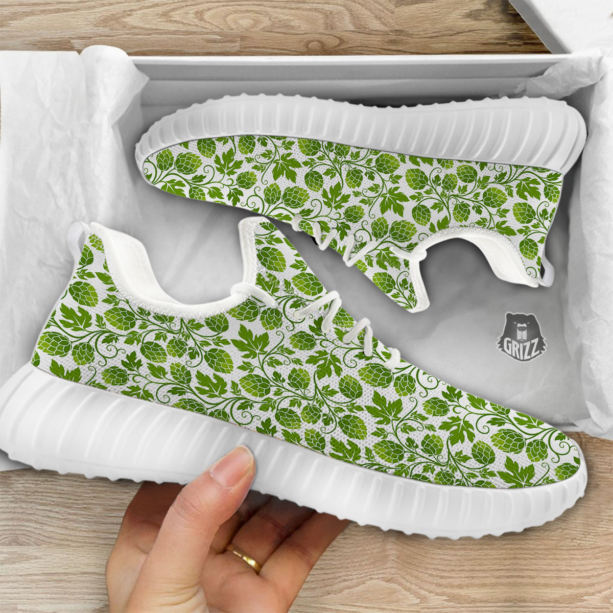 Hop Cone Cartoon Print Pattern White Walking Shoes-grizzshop