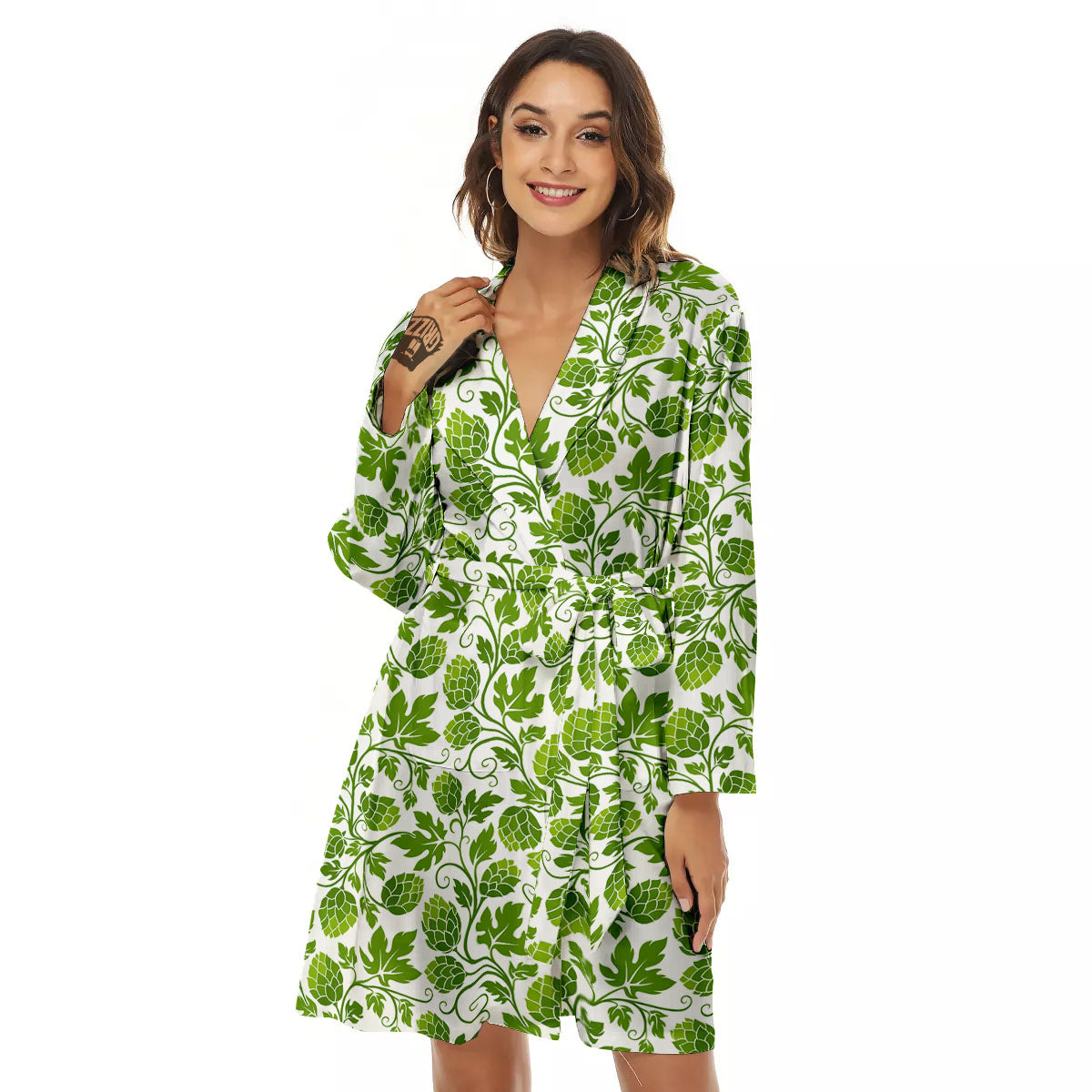 Hop Cone Cartoon Print Pattern Women's Robe-grizzshop