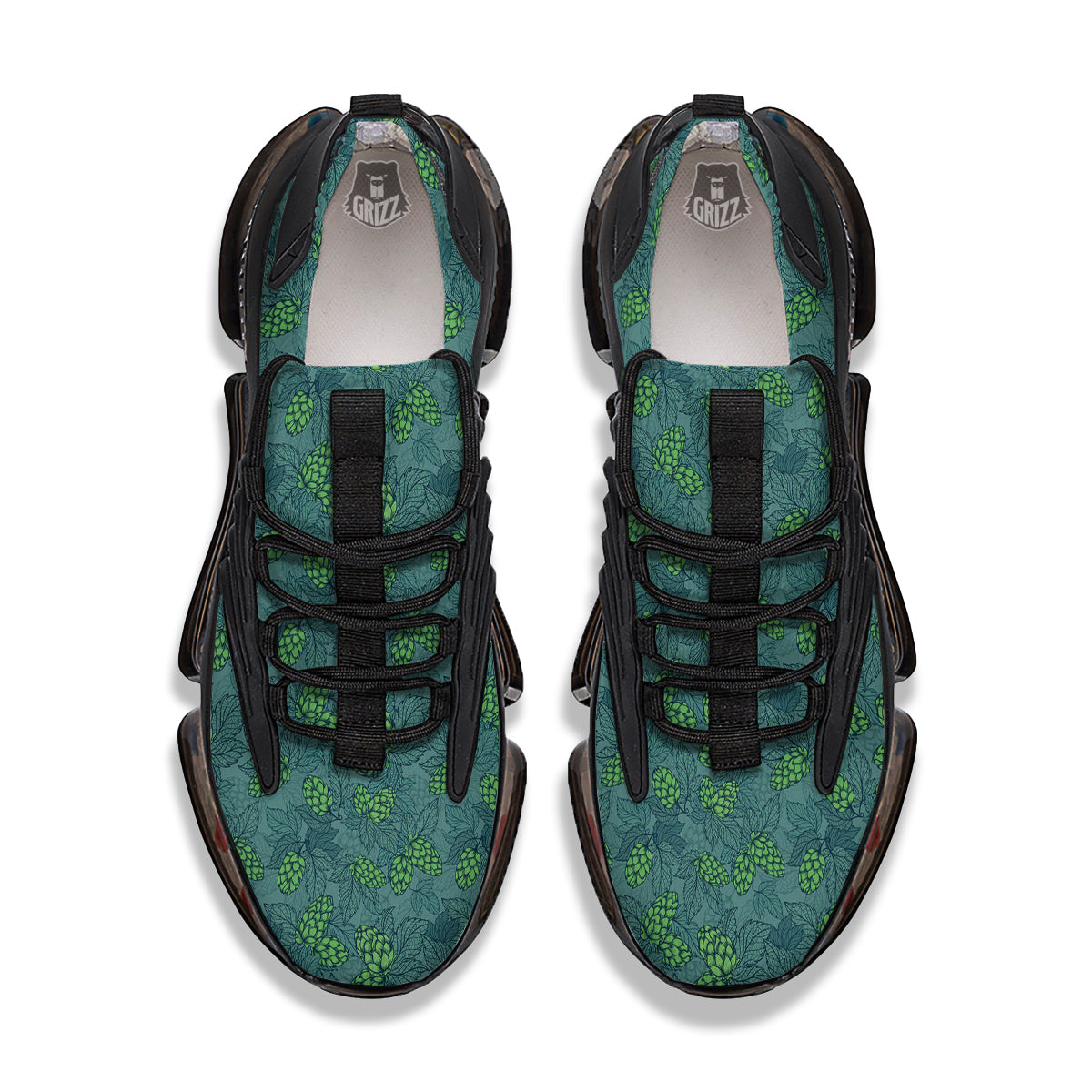 Hop Cone Cute Print Pattern Black Gym Shoes-grizzshop