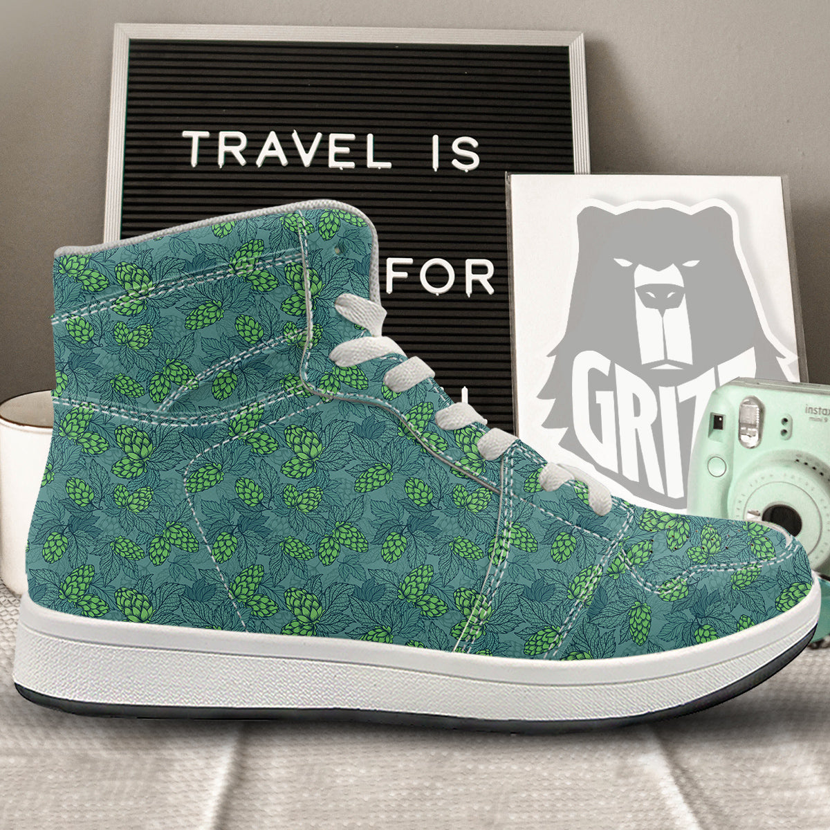 Hop Cone Cute Print Pattern High Top Sneakers-grizzshop