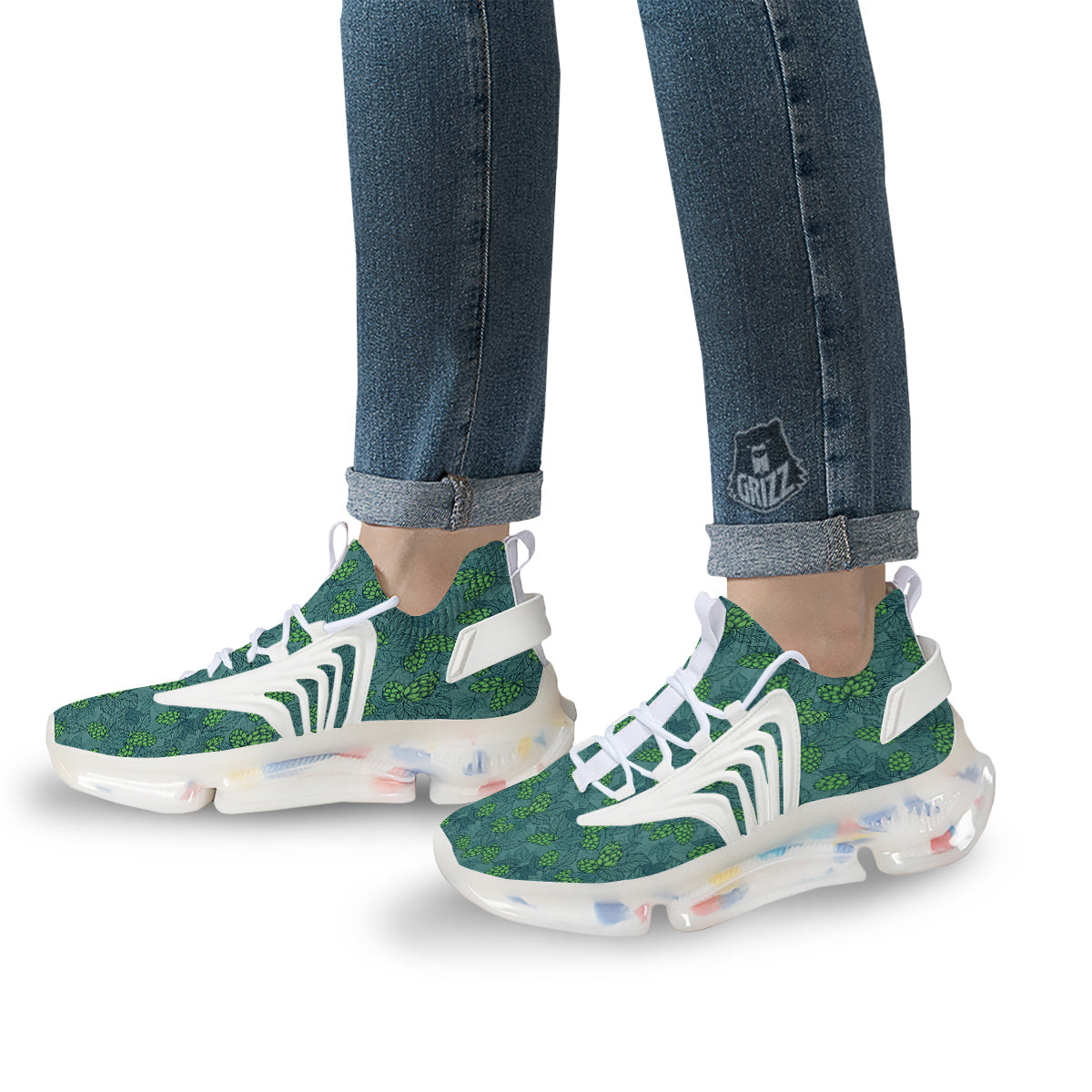 Hop Cone Cute Print Pattern White Gym Shoes-grizzshop