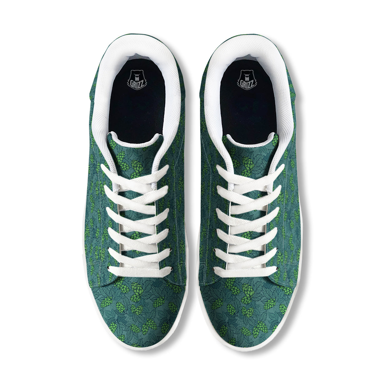 Hop Cone Cute Print Pattern White Low Top Sneakers-grizzshop