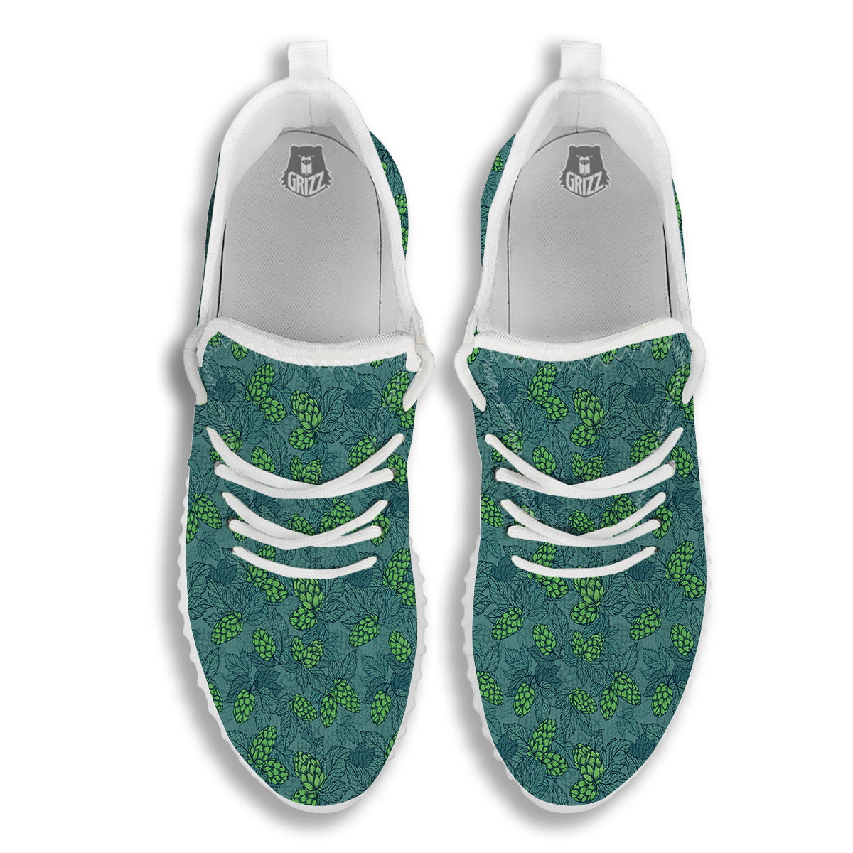 Hop Cone Cute Print Pattern White Walking Shoes-grizzshop