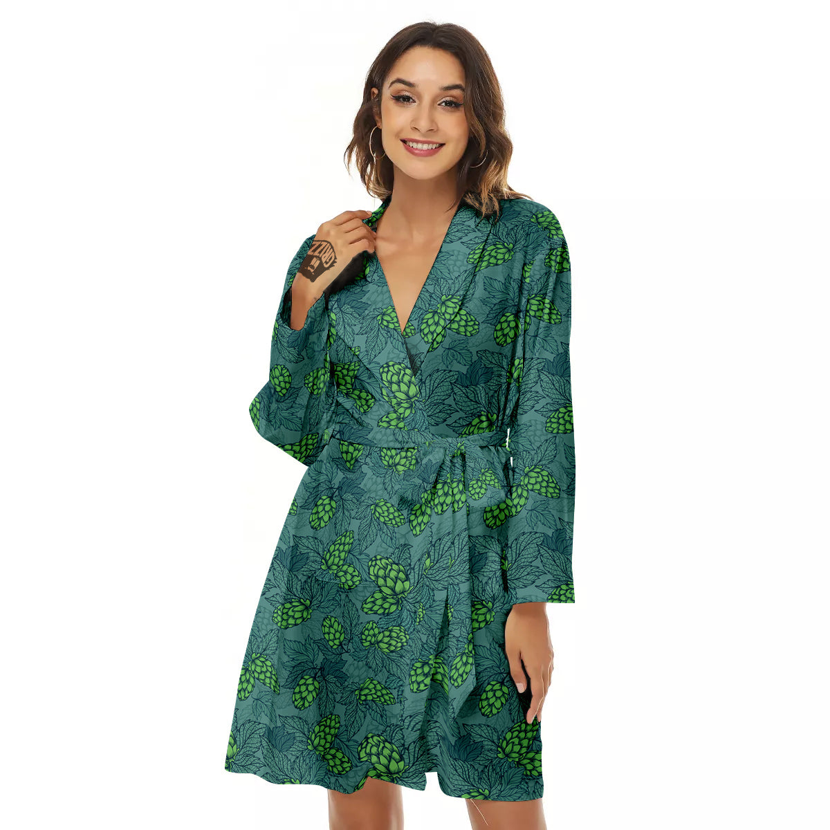 Hop Cone Cute Print Pattern Women's Robe-grizzshop