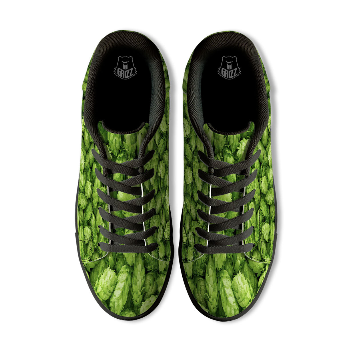 Hop Cone Fresh Print Black Low Top Sneakers-grizzshop