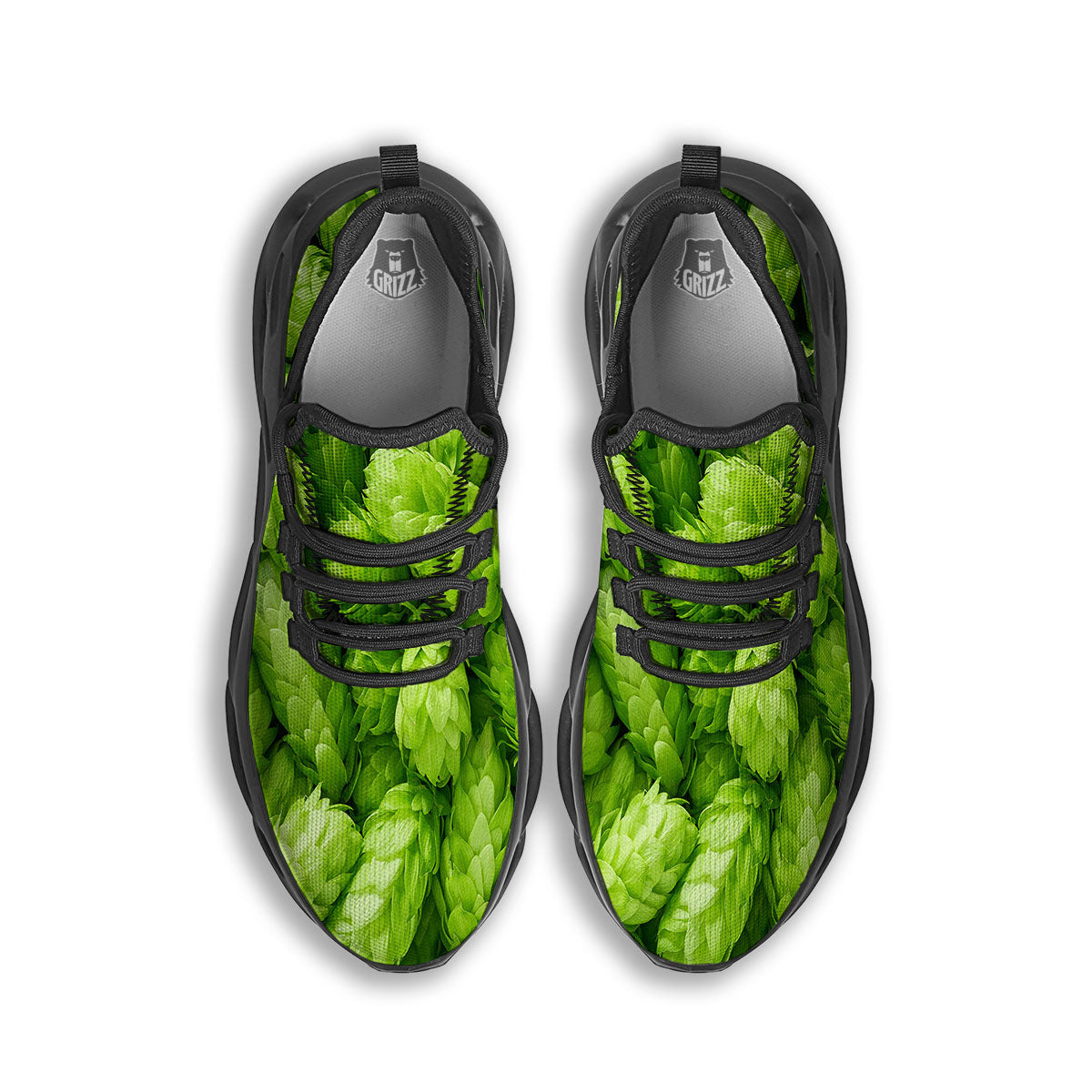 Hop Cone Fresh Print Black Running Shoes-grizzshop