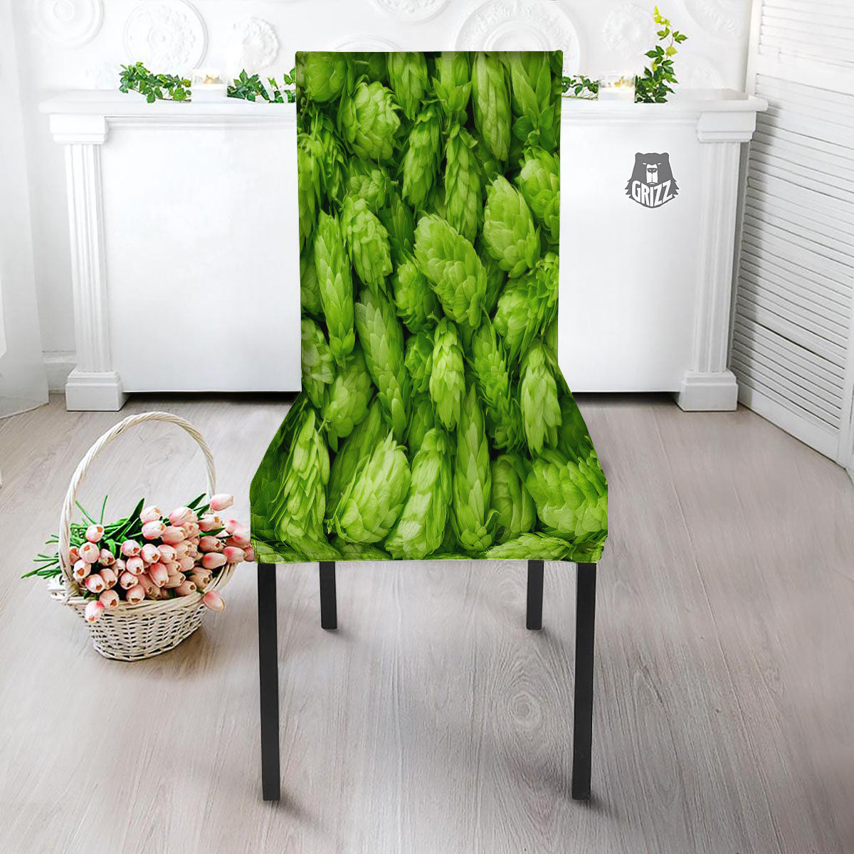 Hop Cone Fresh Print Dining Chair Slipcover-grizzshop