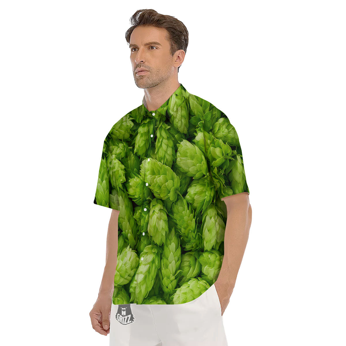 Hop Cone Fresh Print Men's Short Sleeve Shirts-grizzshop