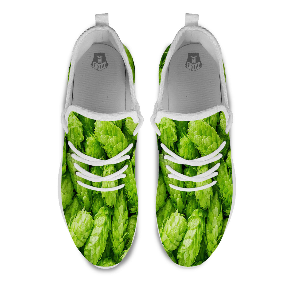 Hop Cone Fresh Print White Athletic Shoes-grizzshop