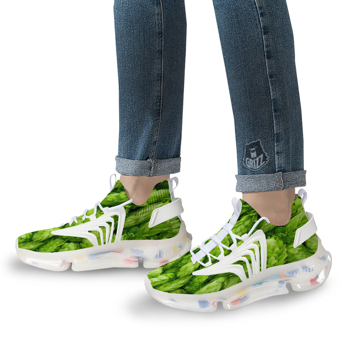 Hop Cone Fresh Print White Gym Shoes-grizzshop