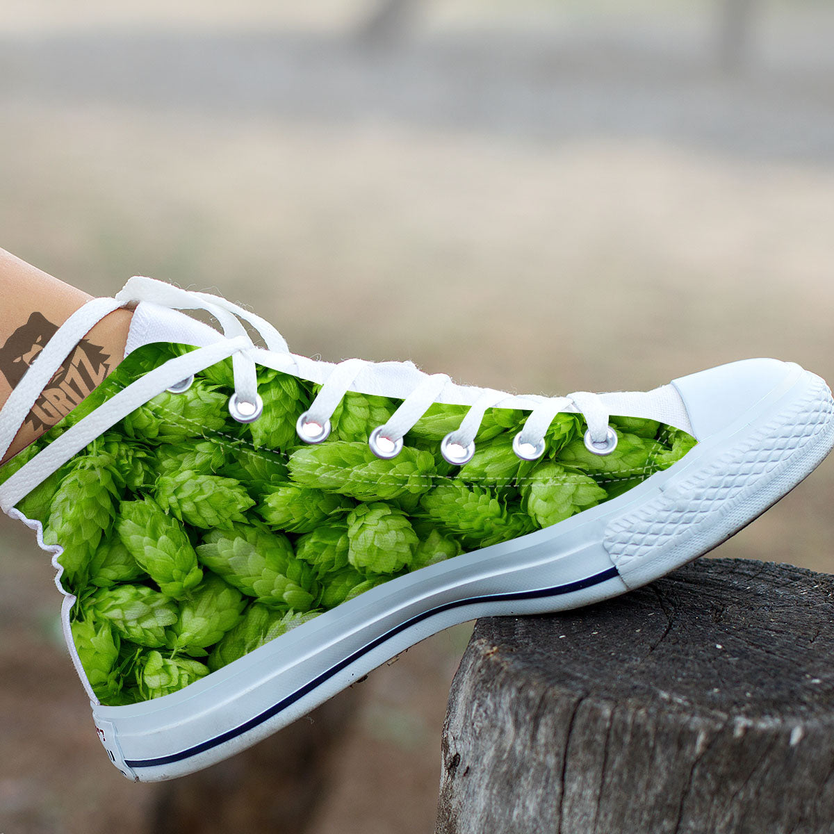 Hop Cone Fresh Print White High Top Shoes-grizzshop