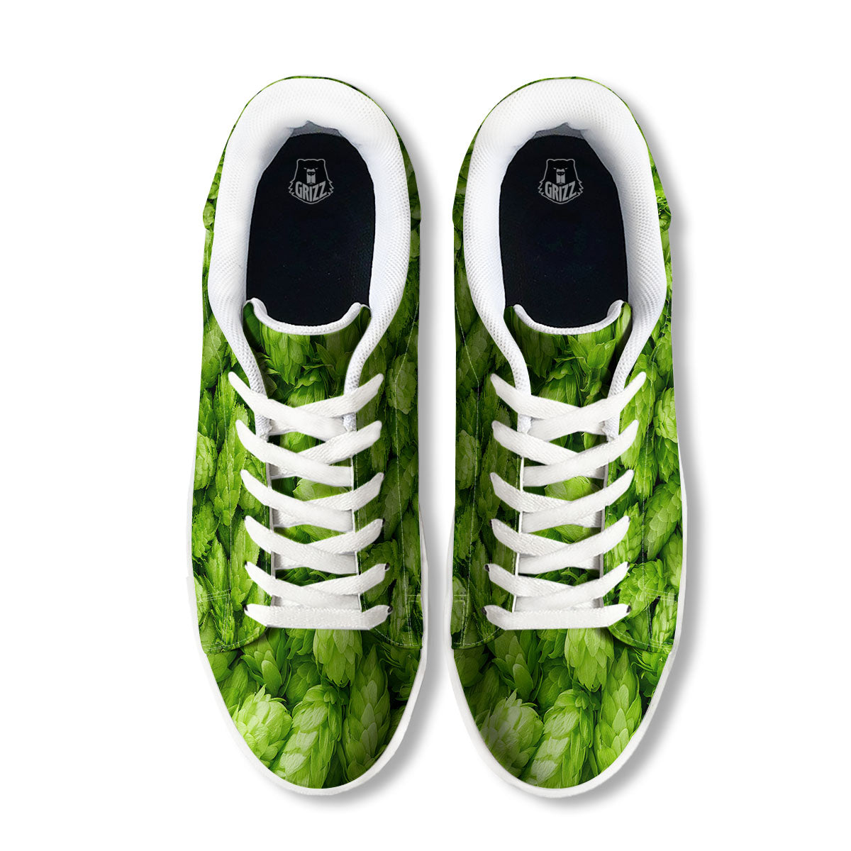 Hop Cone Fresh Print White Low Top Sneakers-grizzshop