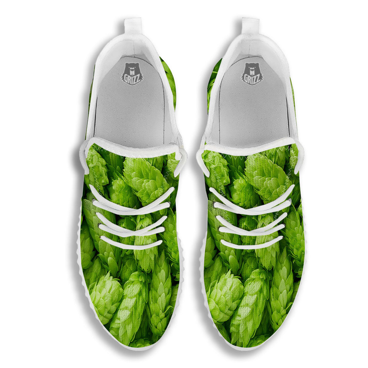 Hop Cone Fresh Print White Walking Shoes-grizzshop