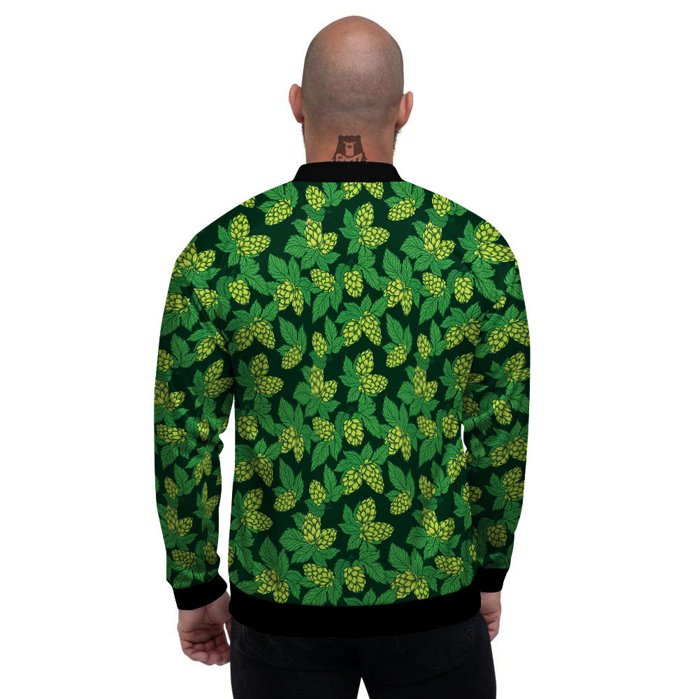 Hop Cone Green Print Pattern Men's Bomber Jacket-grizzshop