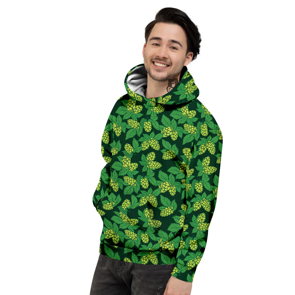 Hop Cone Green Print Pattern Men's Hoodie-grizzshop