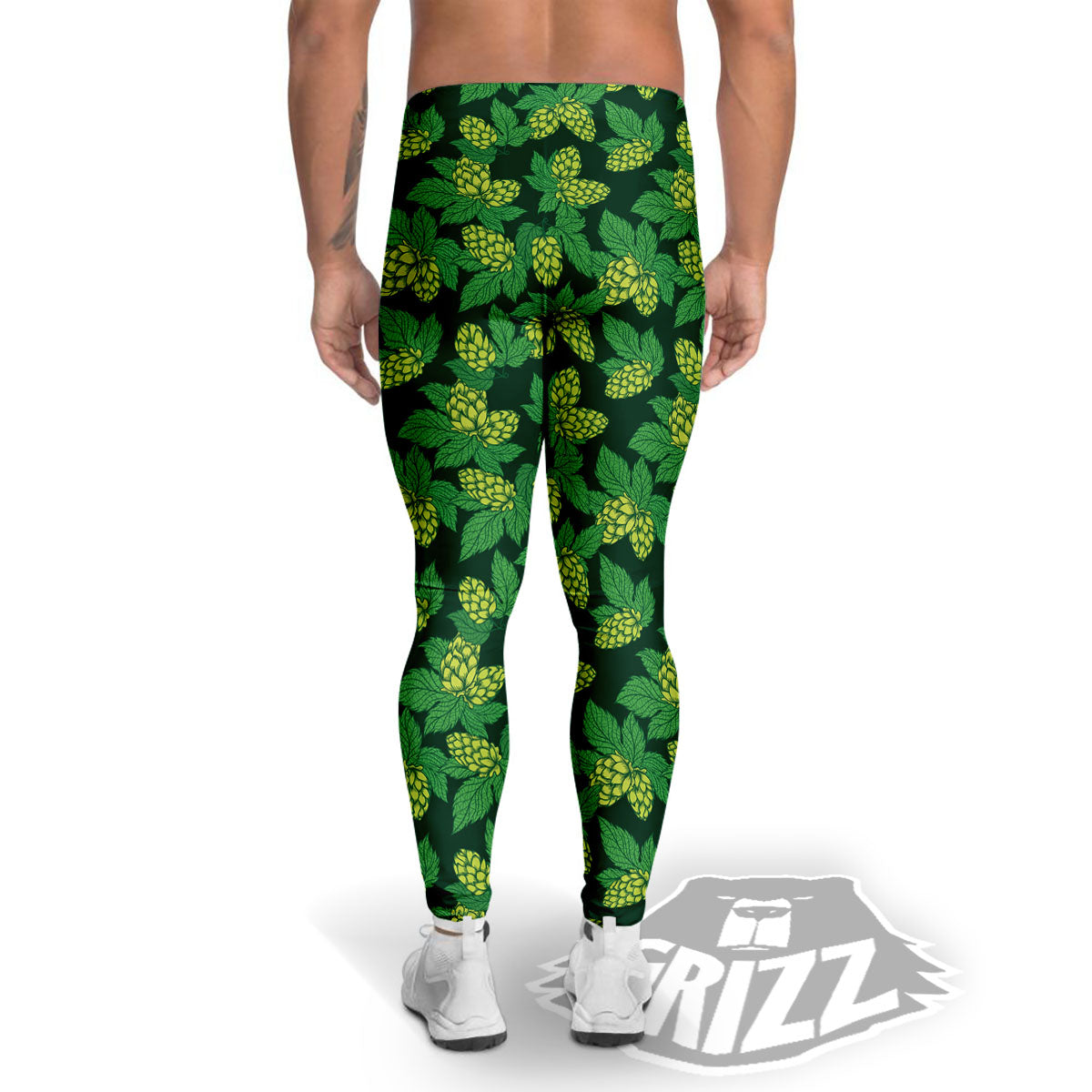 Hop Cone Green Print Pattern Men's Leggings-grizzshop