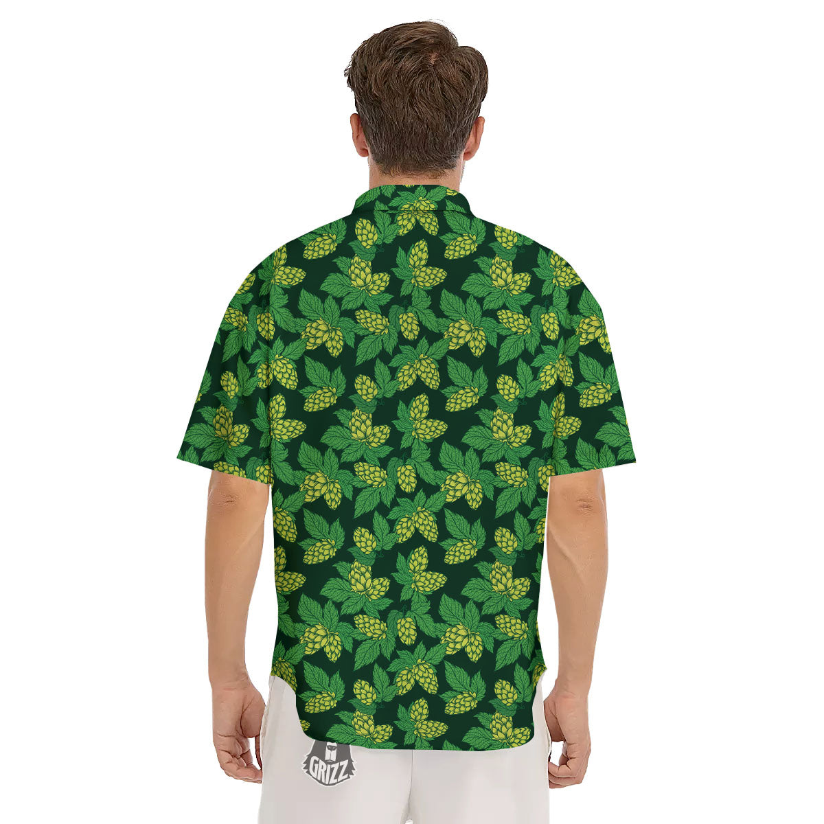 Hop Cone Green Print Pattern Men's Short Sleeve Shirts-grizzshop