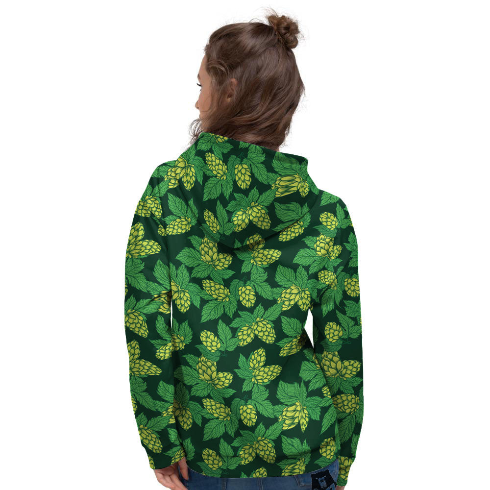 Hop Cone Green Print Pattern Women's Hoodie-grizzshop