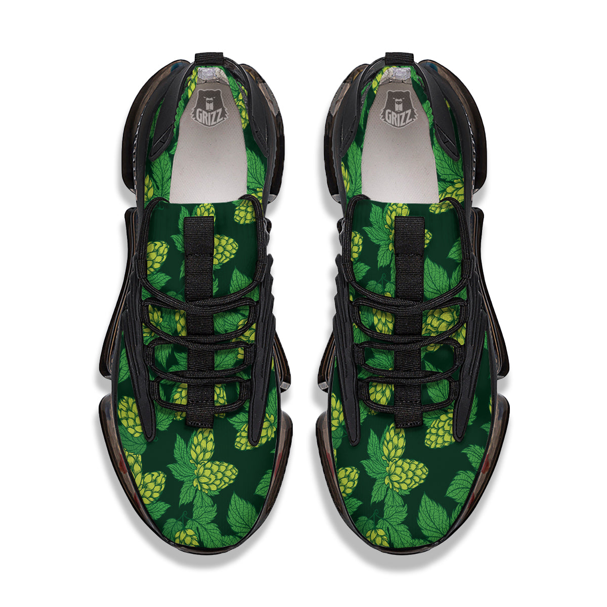 Hop Cone Vintage Print Pattern Black Gym Shoes-grizzshop