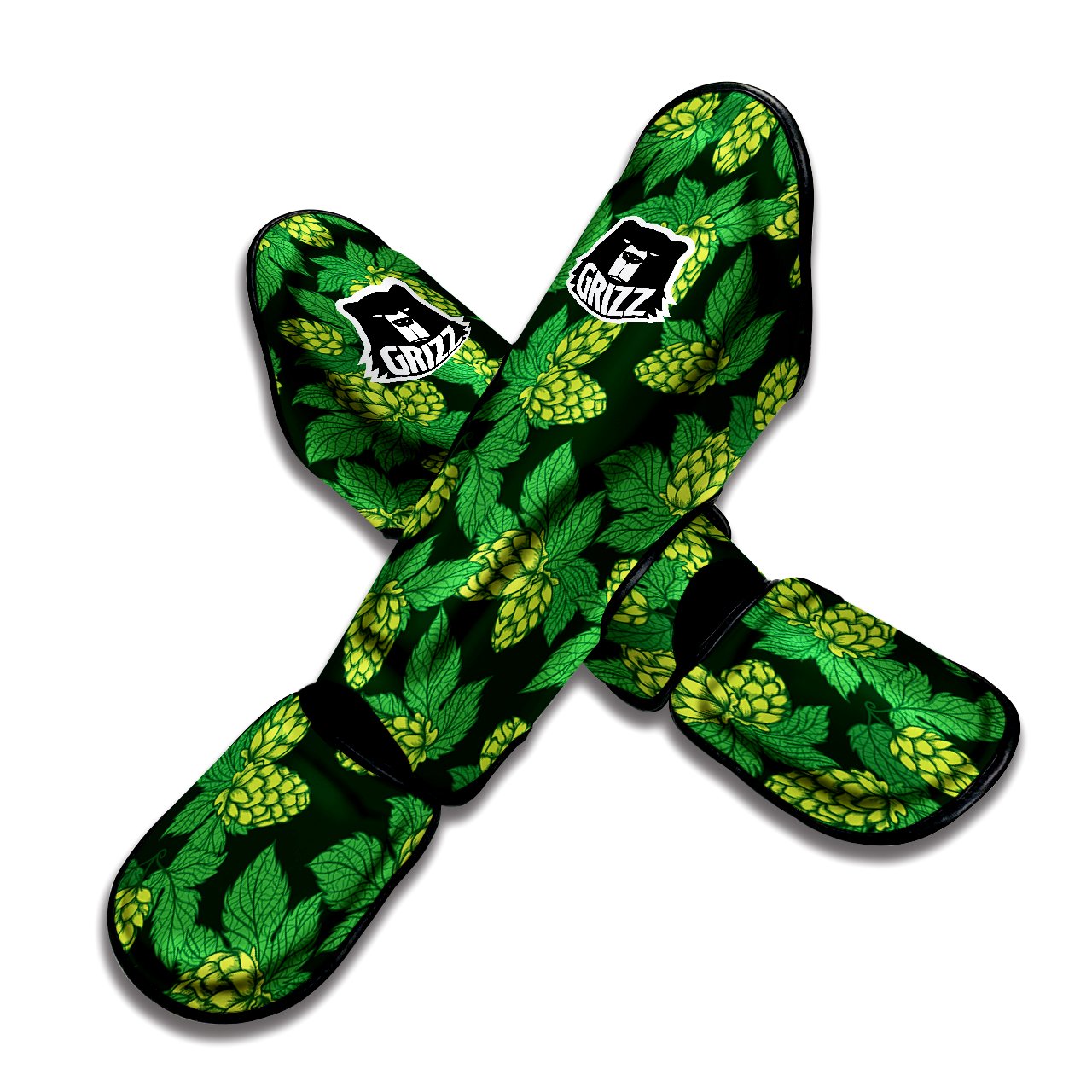Hop Cone Vintage Print Pattern Muay Thai Shin Guards-grizzshop