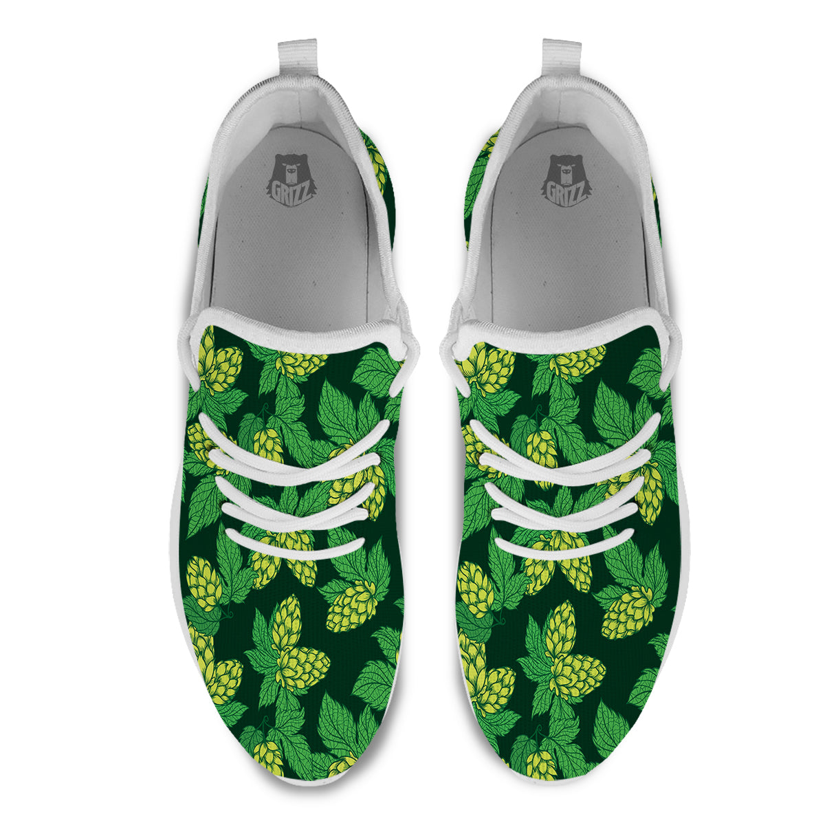 Hop Cone Vintage Print Pattern White Athletic Shoes-grizzshop