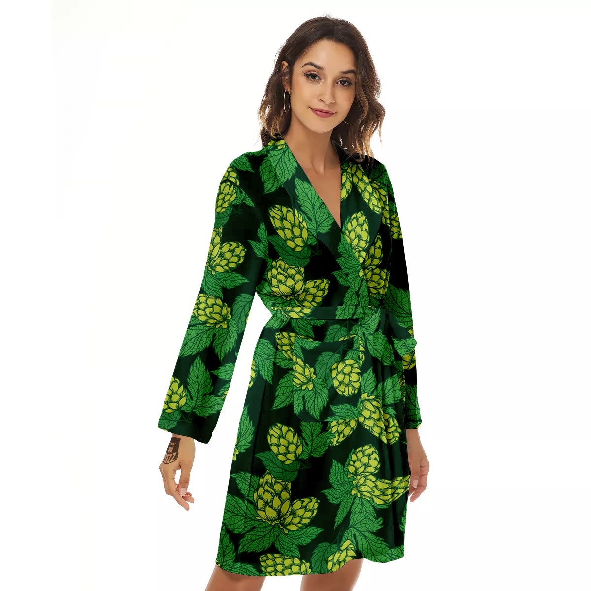 Hop Cone Vintage Print Pattern Women's Robe-grizzshop