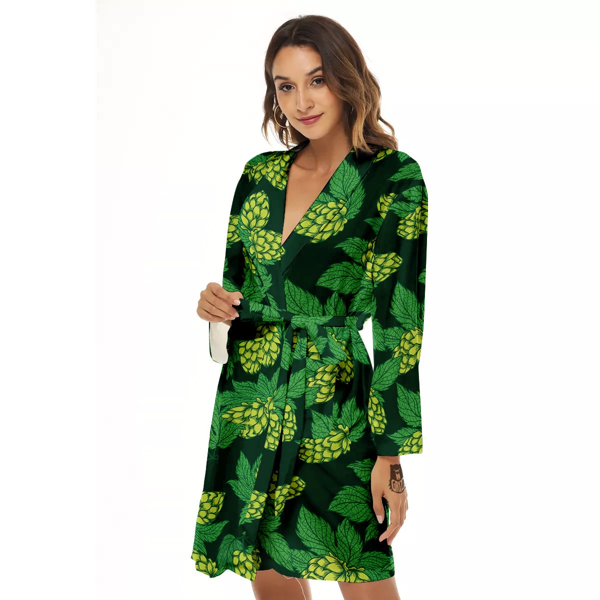 Hop Cone Vintage Print Pattern Women's Robe-grizzshop