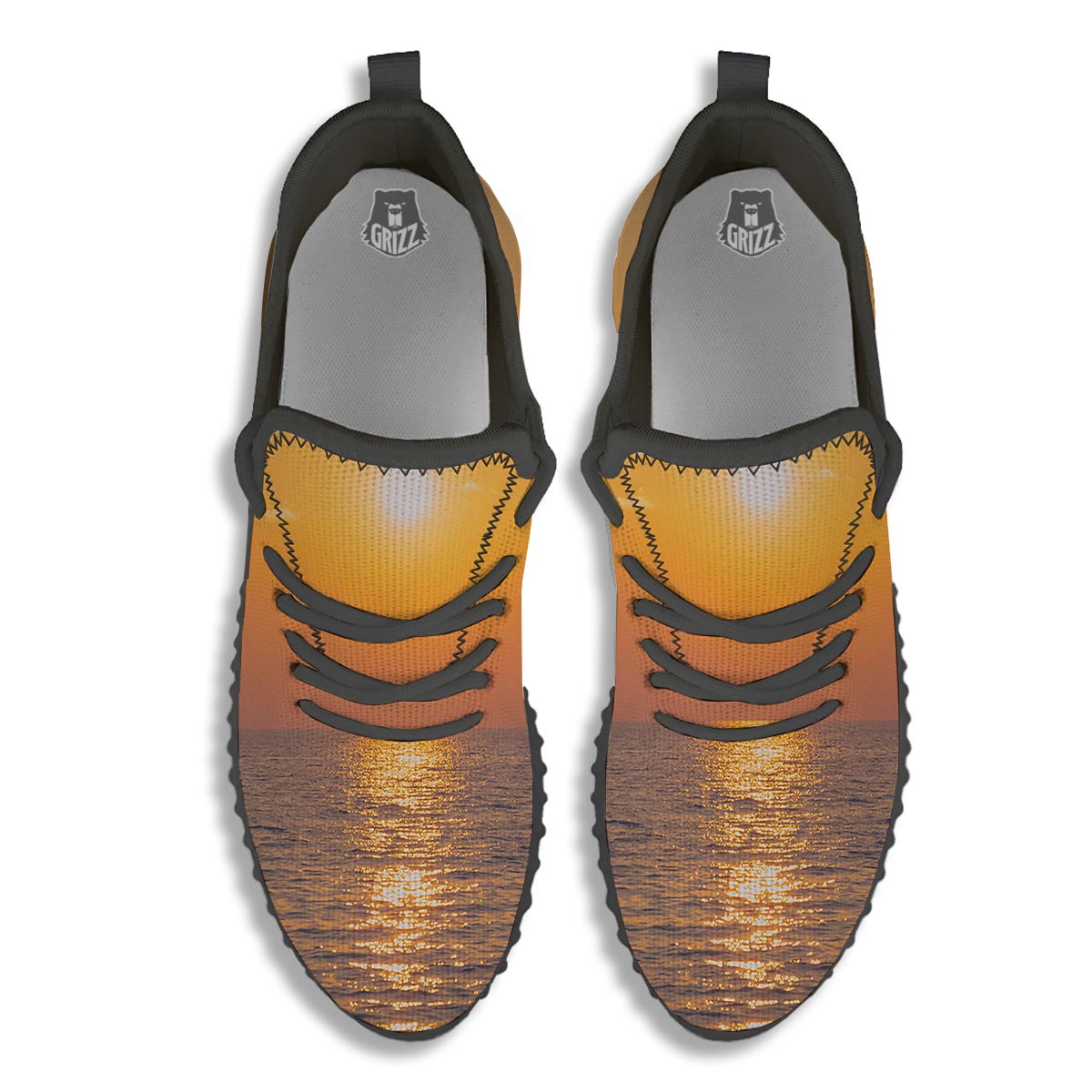 Horizon Sunrise Print Black Walking Shoes-grizzshop