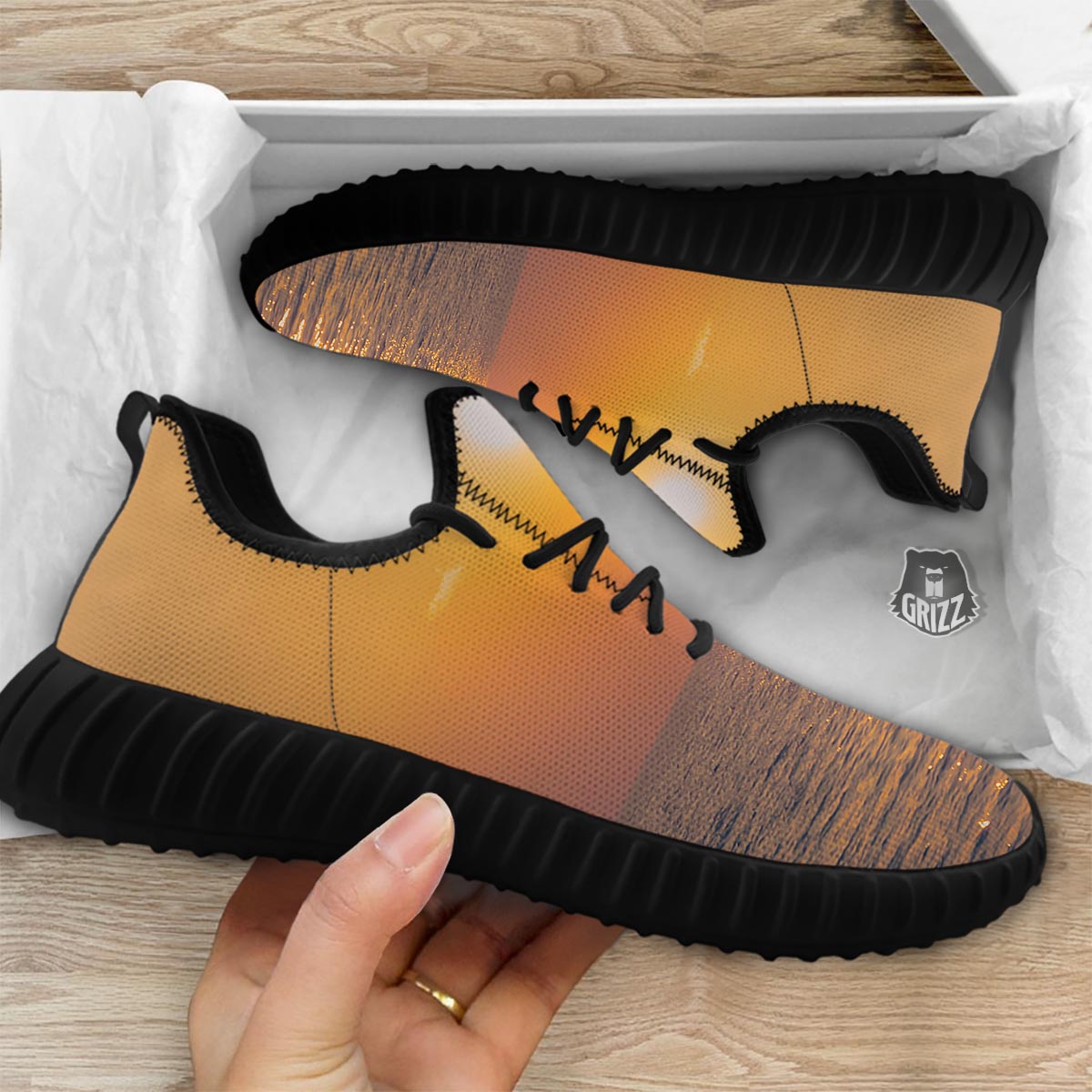 Horizon Sunrise Print Black Walking Shoes-grizzshop