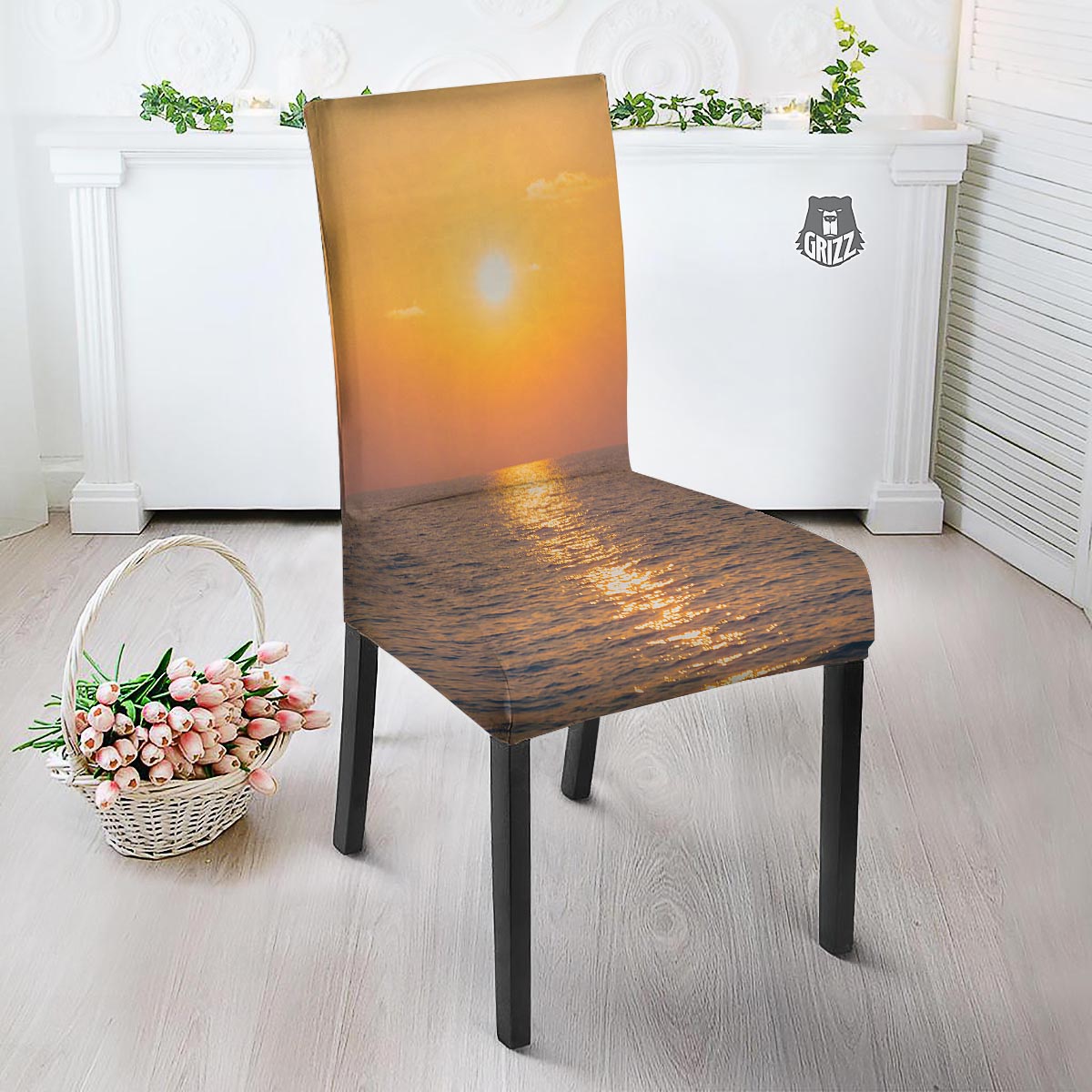 Horizon Sunrise Print Dining Chair Slipcover-grizzshop