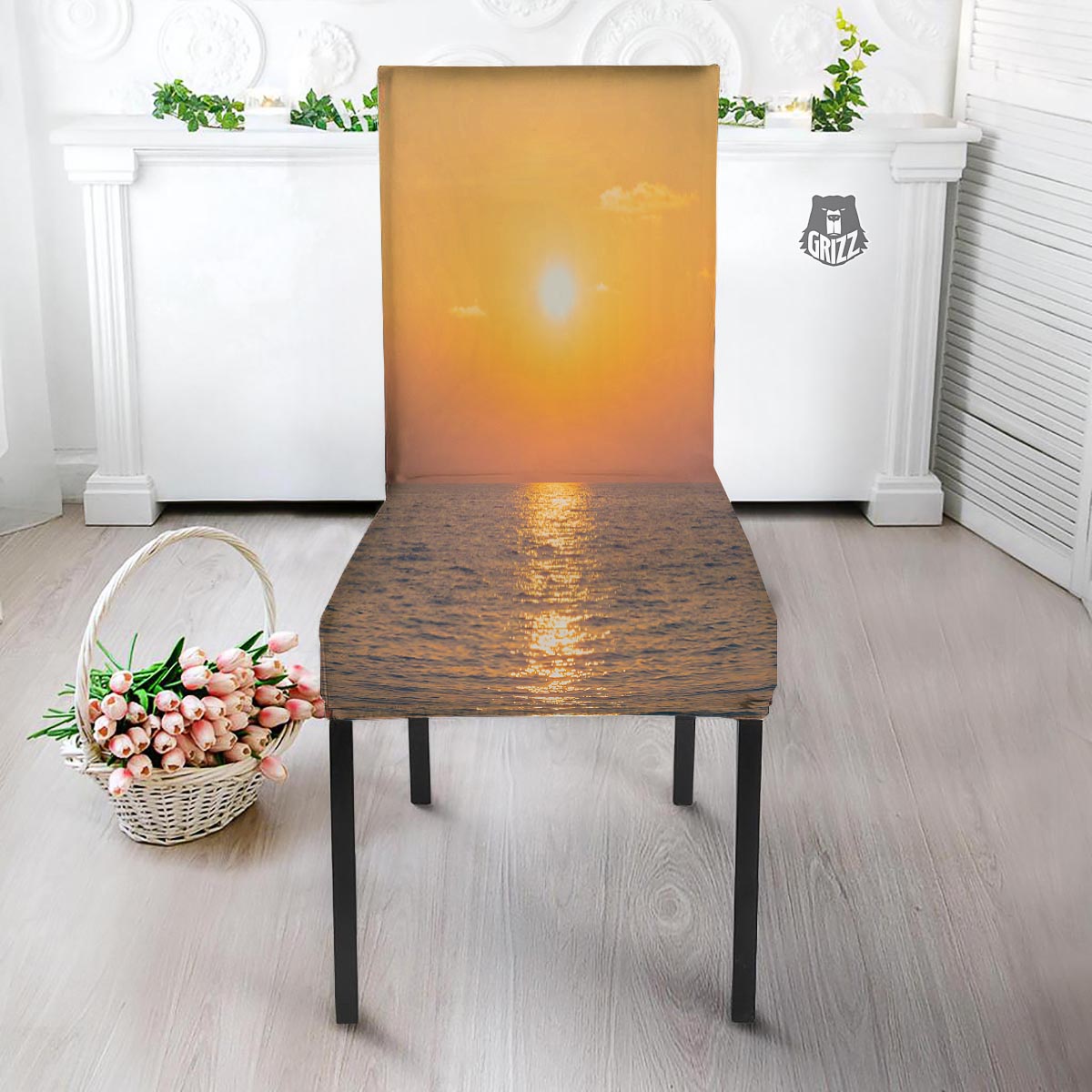 Horizon Sunrise Print Dining Chair Slipcover-grizzshop