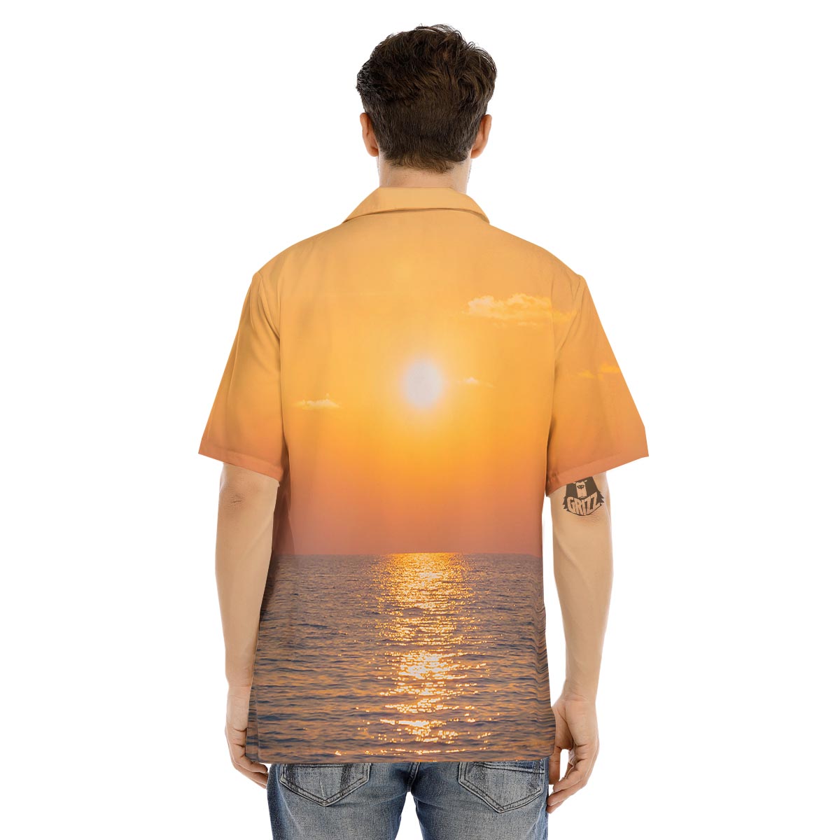 Horizon Sunrise Print Men's Hawaiian Shirt-grizzshop