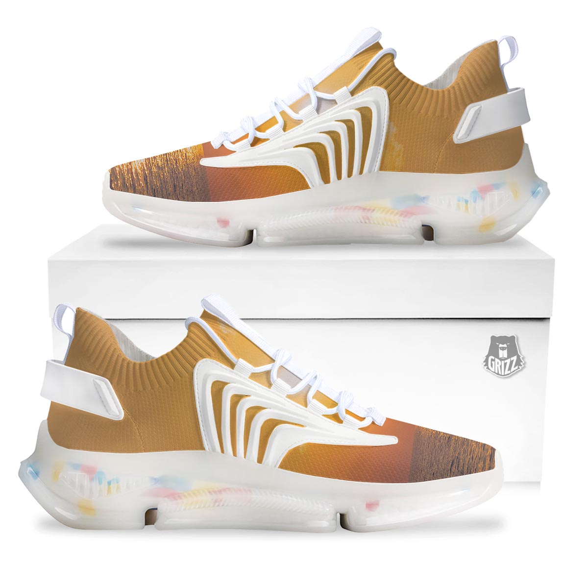 Horizon Sunrise Print White Gym Shoes-grizzshop