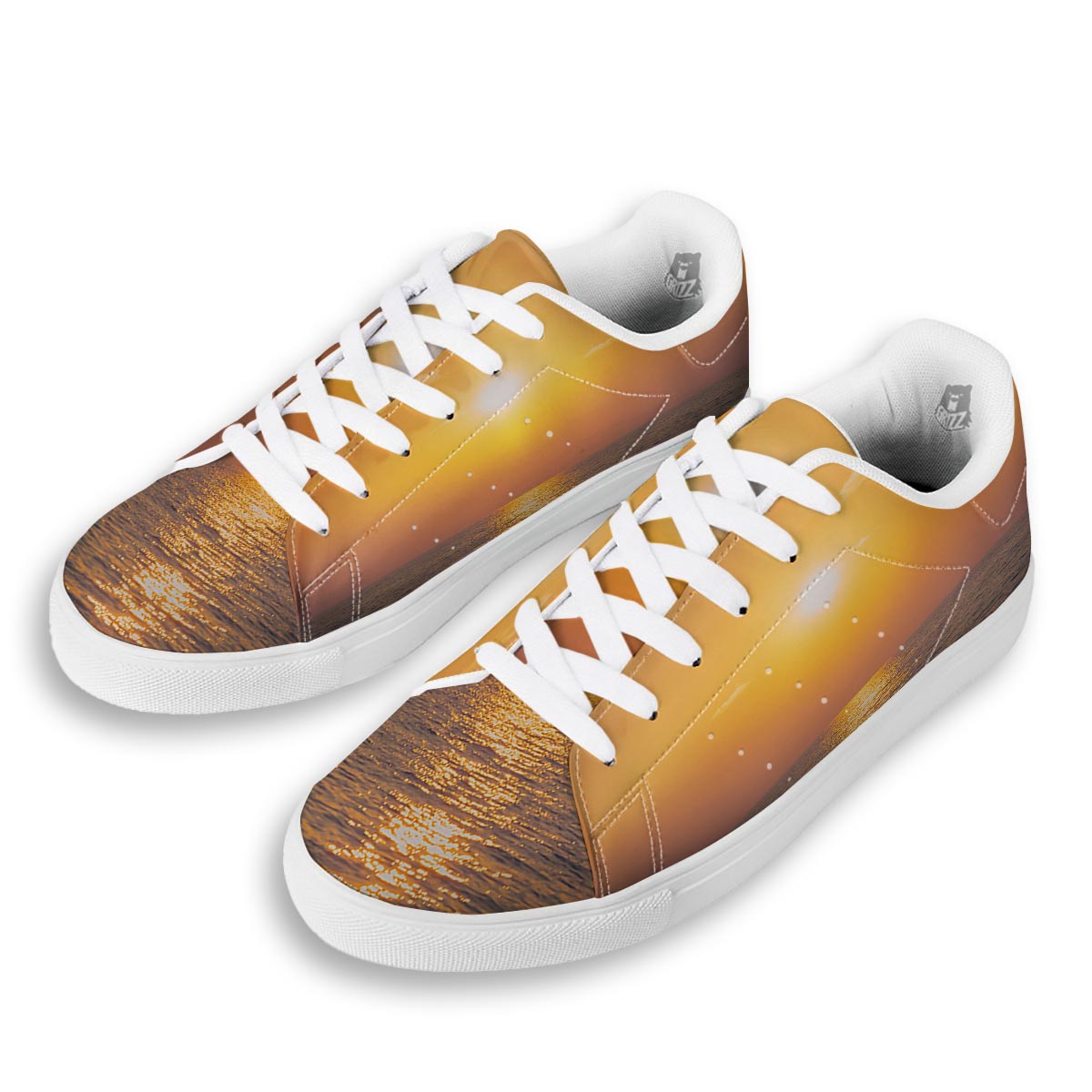 Horizon Sunrise Print White Low Top Sneakers-grizzshop