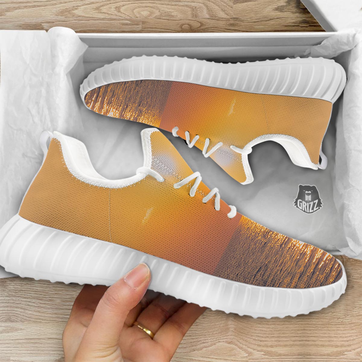 Horizon Sunrise Print White Walking Shoes-grizzshop