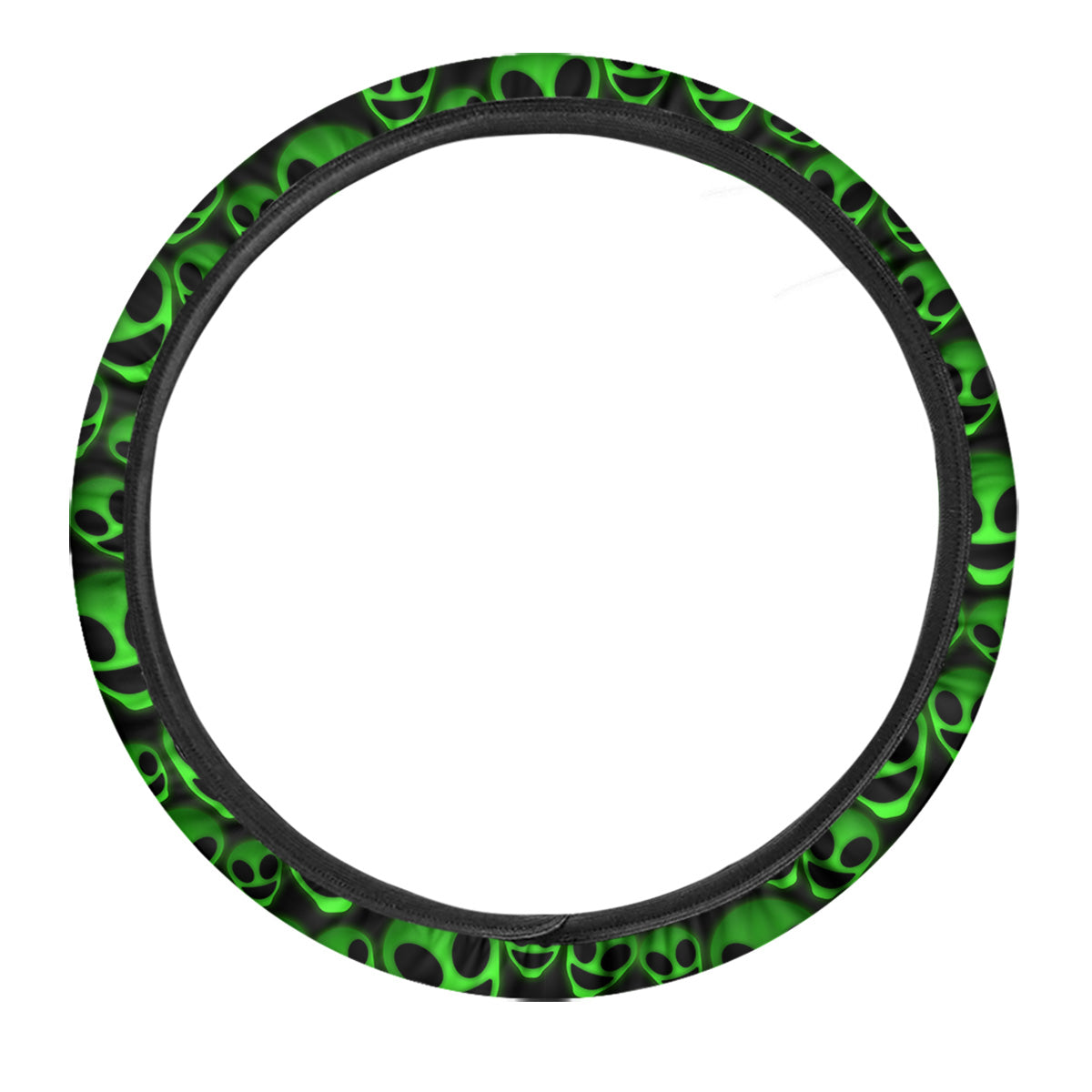 Horror Alien Green Neon Print Pattern Car Steering Wheel Cover-grizzshop
