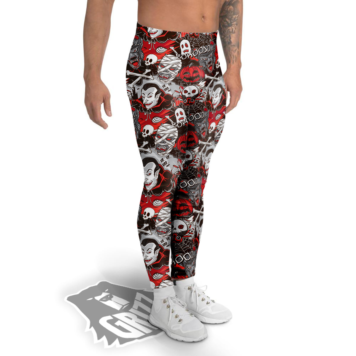 Horror Monsters Halloween Print Pattern Men's Leggings-grizzshop