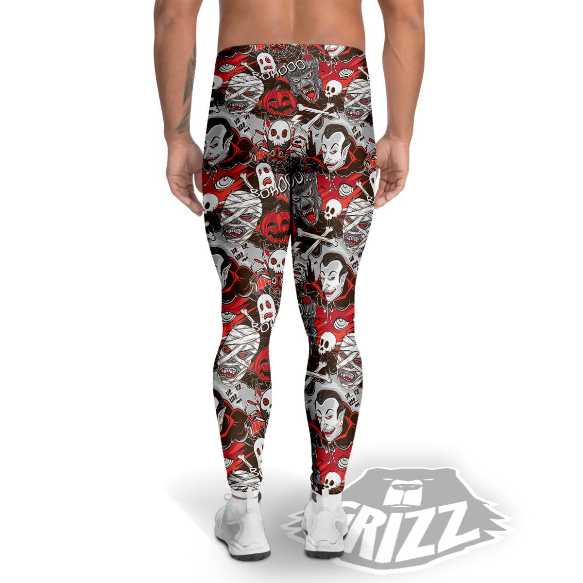 Horror Monsters Halloween Print Pattern Men's Leggings-grizzshop